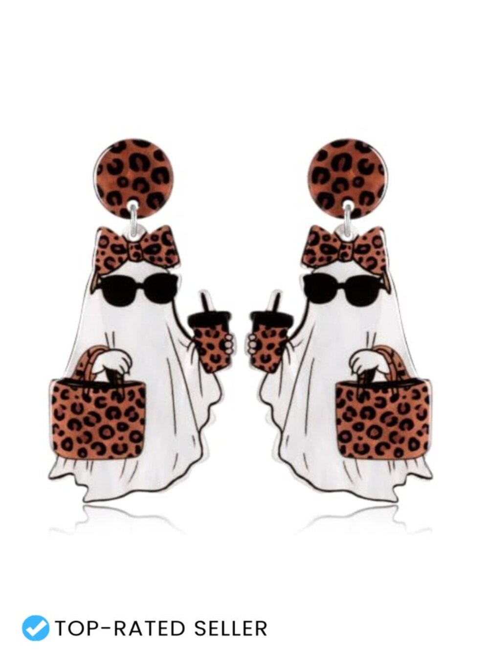Halloween Ghost Dangle Earrings Acrylic Stainless Steel Women's